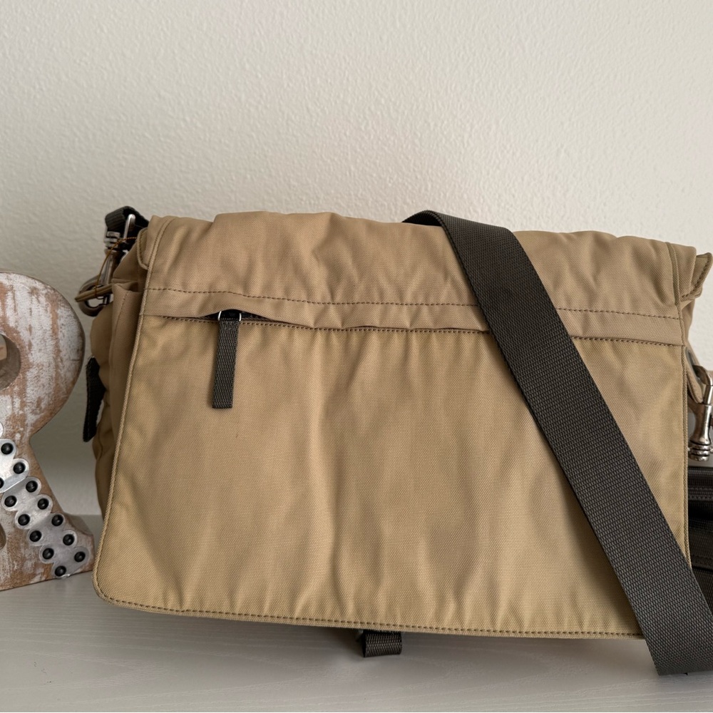 Prada Beige Messenger Bag with Black Strap